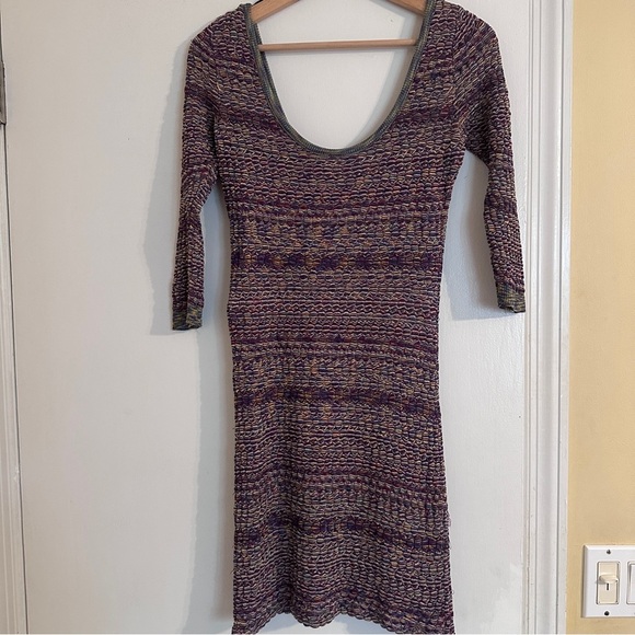 Free People Sunrise Knit Sweater Stretchy Dress Purple Raven women L - Picture 9 of 14